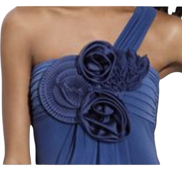 Max and Cleo Evening Gown Size 8 Rosette One Shoulder Cadet - Picture 3 of 9